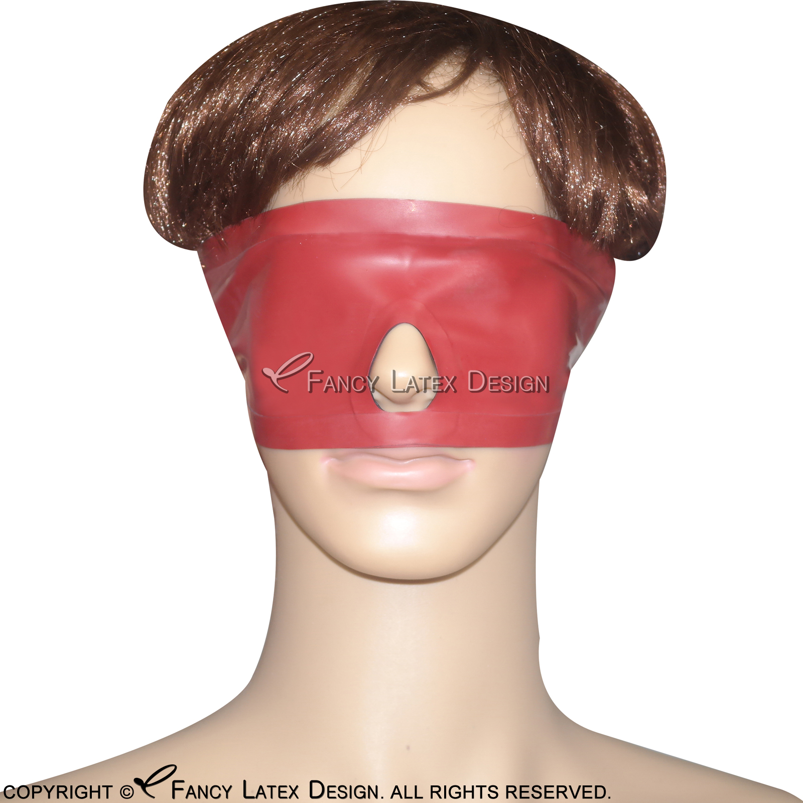 

Black And Red Two Color Sexy Rubber Latex Eye Mask With Button Plus Size 0025, Red and black