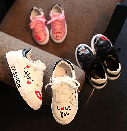 

Child Sport Shoes Flower Girl Shoes Boys Girls Sneakers Spring PU Leather Sneaker Students sandals, White