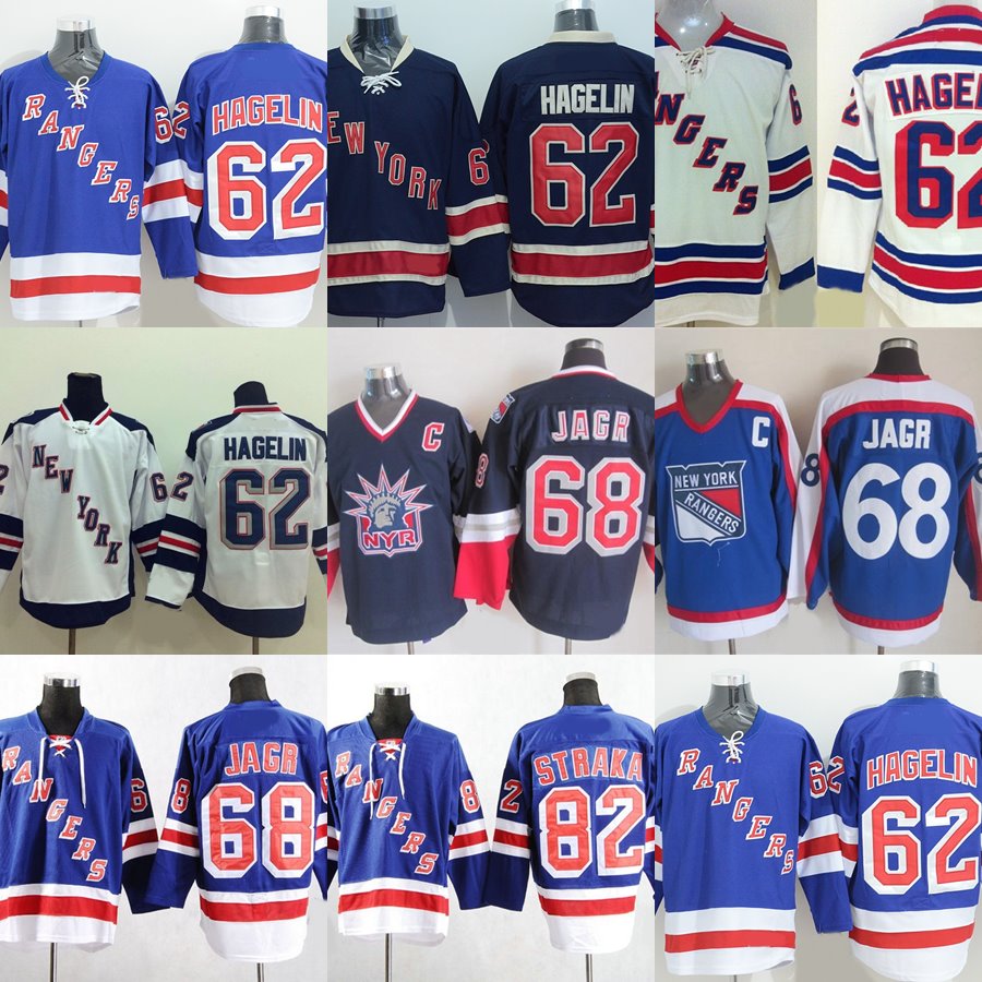 

Factory Outlet Men's New York Rangers #62 Hagelin #68 Jagr #82 Straka Blue White Newest Best Quality Hot Sale ice hockey jerseys free shippi, Black;red