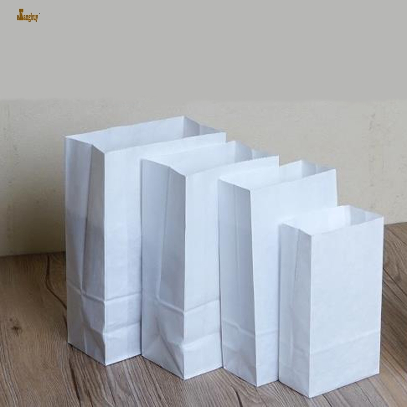 

2018 Limited Hot Sale 100pcs/lot 7 Sizes White Paper Gift Bags Sandwich Bread Candy Takeout Fast Food Party Wedding Favour free Shipping