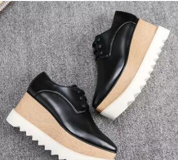 

new wholesale Women Pink Stella Mccartney Shoes with Red Stars Genuine Leather White Sole Wedges Platform, 10