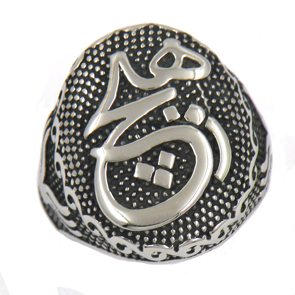 

FANSSTEEL STAINLESS STEEL mens or womens PUNK VINTAGE hand hold Chinese symbol good lucky ring SIGNET RING GIFT 12W27