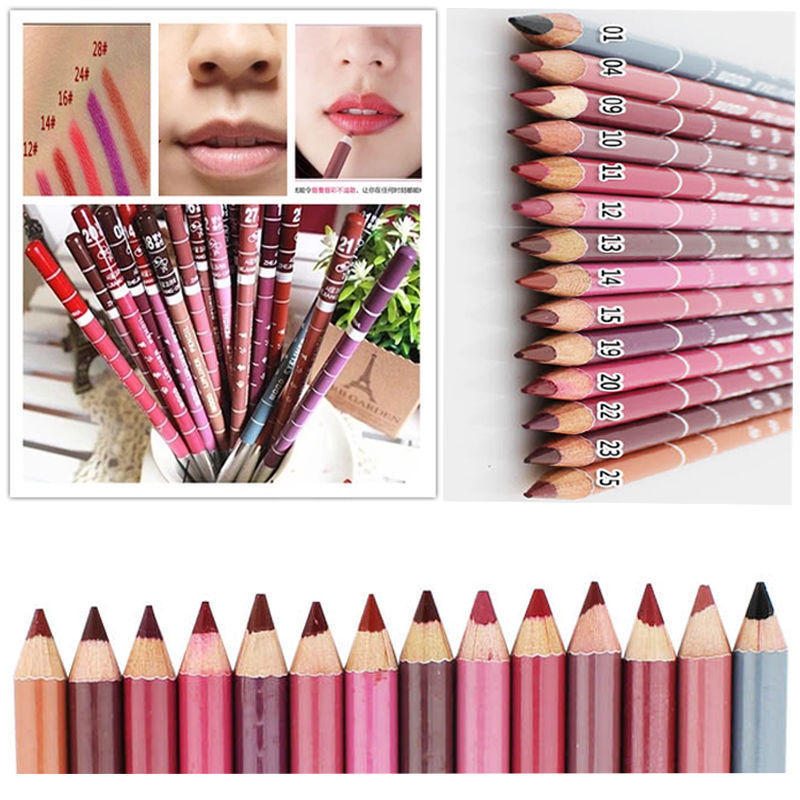 12pcs set brand new womens professional lipliner waterproof lip liner pencil 15cm 12 colors sale-image-407009364