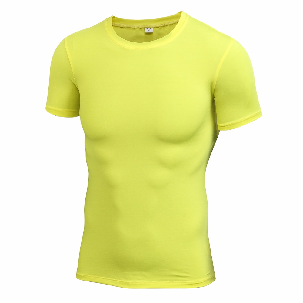 

Men's T-Shirts Wholesale- Men Elastic Compression T-shirt Men's Tight Round Collar Shirt Tops Short Sleeved Cloth, Black