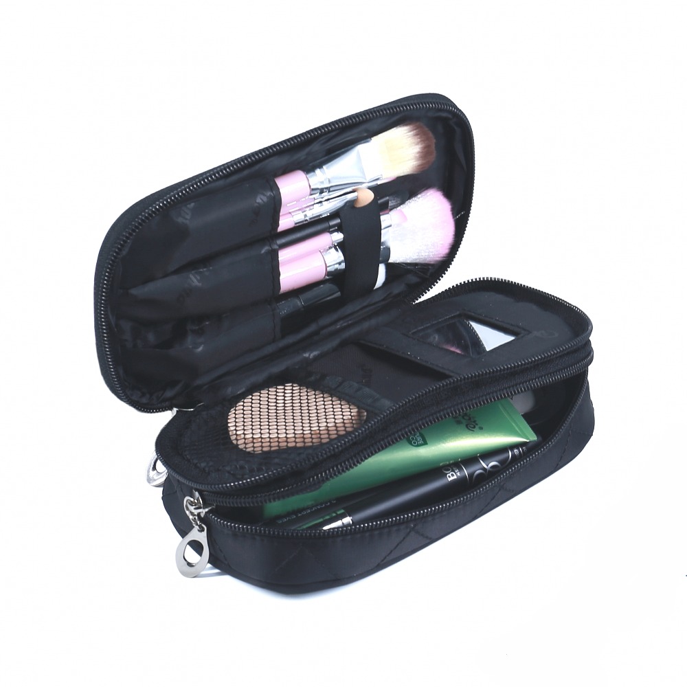 

Wholesale- Women Travel Nesesser Toiletry Bag Purse Small Makeup Bag Lady Storage Brush Organizer Make Up Case Beauty Clutch Cosmetic Bags, Blue