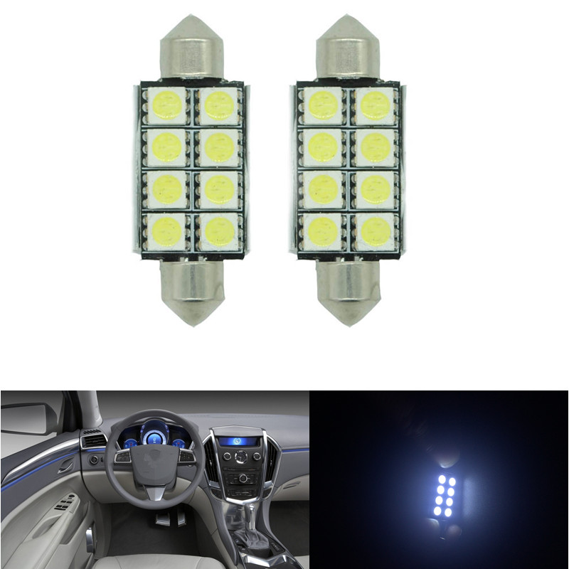 10x Car 6SMD-36MM 8SMD-41MM Canbus No Error License Plate White LED Light Bulbs 6418 36MM Festoon Lamps-image-404407701