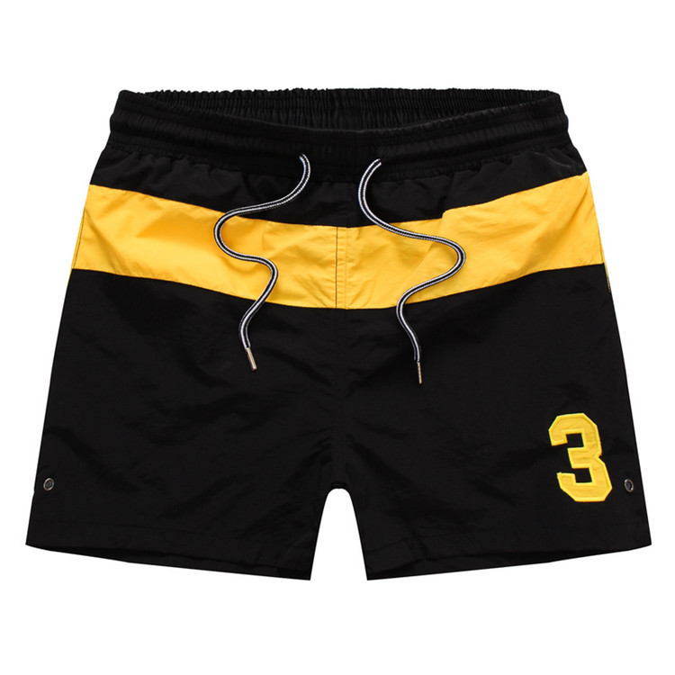 

Swimming Clothing Men Summer Board Shorts Number 3 Printed Beach Shorts Men Surf Shorts Small Horse Swim Trunks Sport de bain homme, Black with yellow stripes
