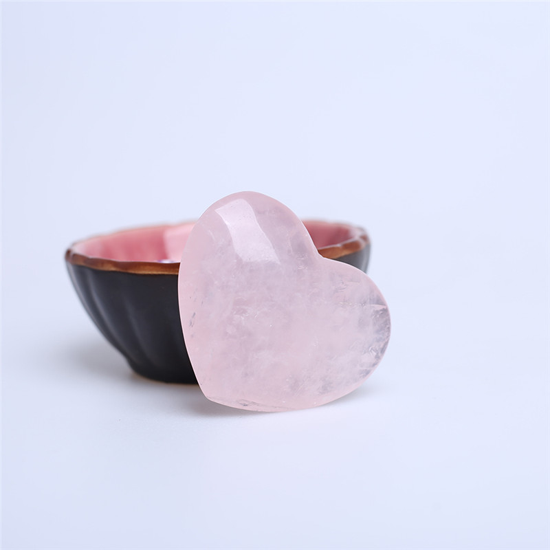 

HJT rose pink Quartz crystal Heart Carving Craft Stone Chakra Healing Reiki Stones Lover gife stone crystal Heart shape