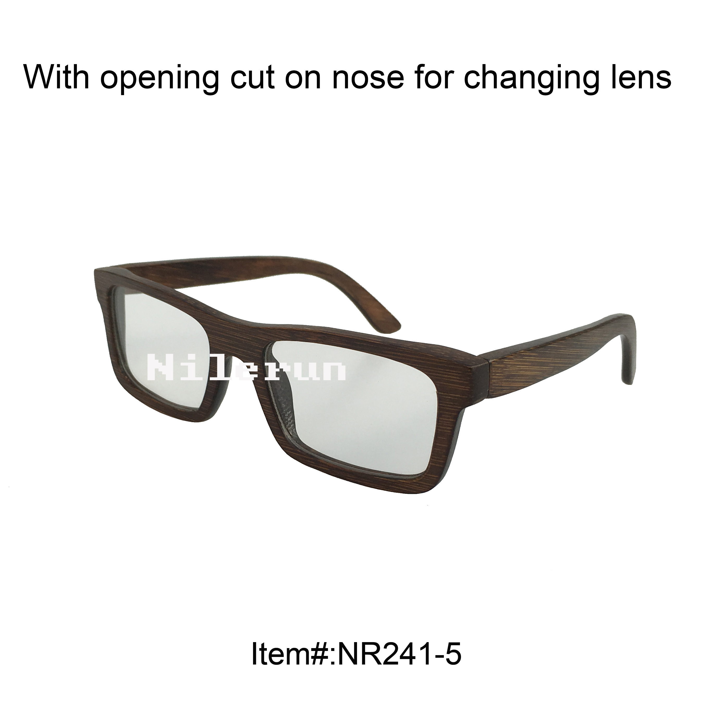 

hot selling rectangle brown bamboo short-sighted optical eyeglasses