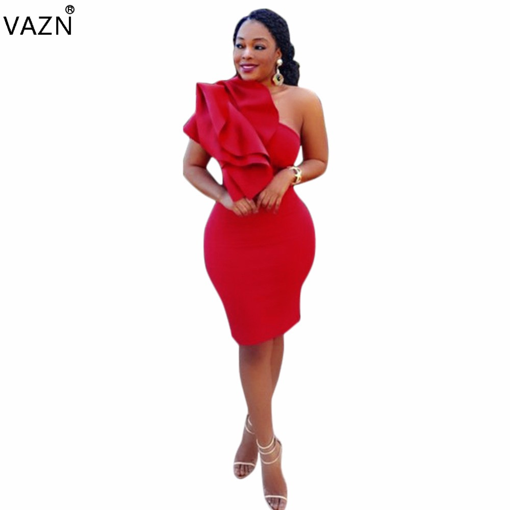 

A0266 Top quality new 2017 bandage dress sexy strapless mini dress one shoulder mini club dress q1118, Red