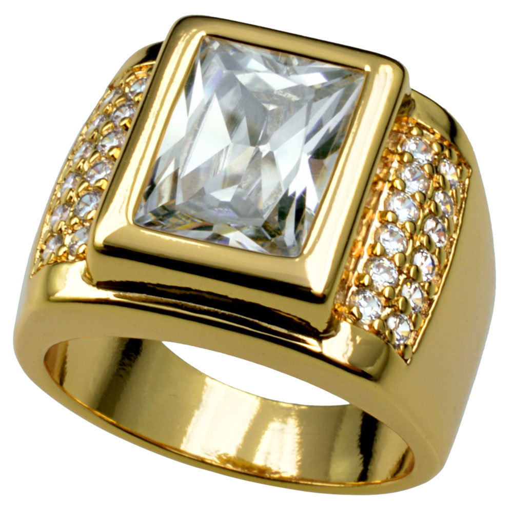 

Men 18k Gold Filled CZ Wedding Engagement Ring Band size 8-15 r199