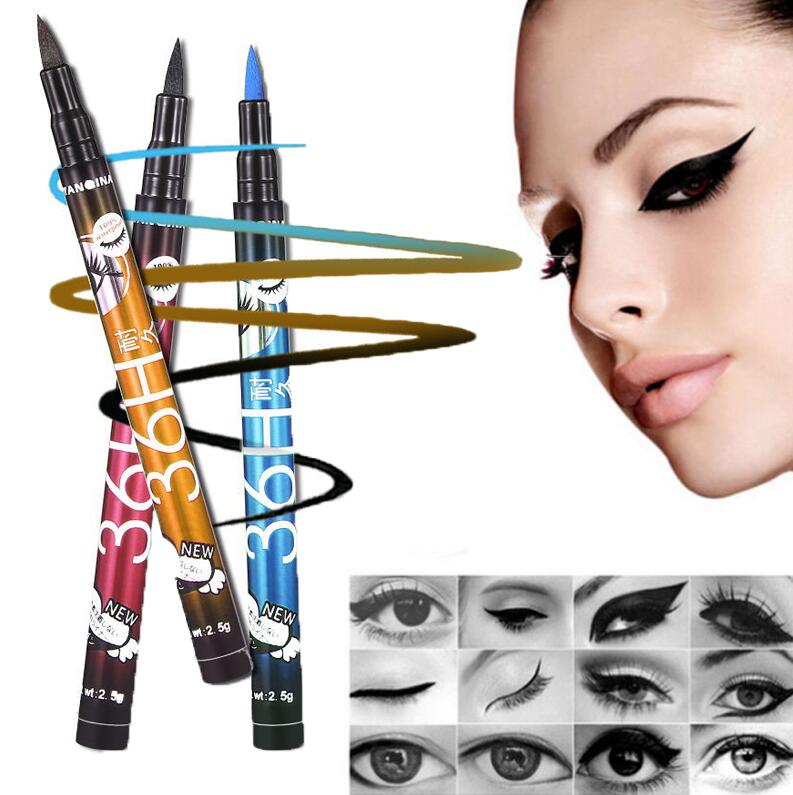 

Black Long Lasting Eye Liner Pencil Waterproof Eyeliner Smudge-Proof Cosmetic Beauty Eye Makeup Liquid Eyeliner Pen 36H 4 Colors