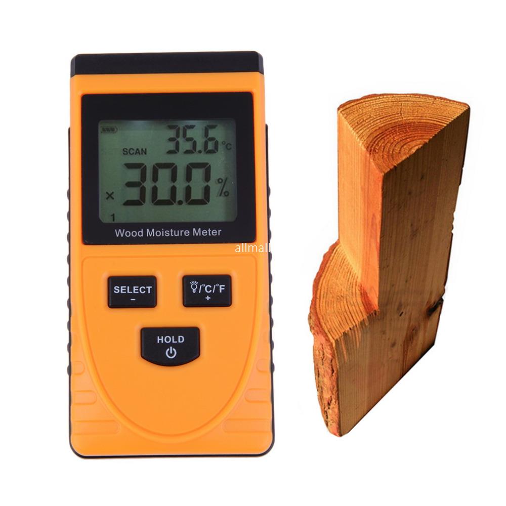 schwarz Tragbares digitales Holzfeuchtemessger/ät mit zwei Stiften 0-99,9/% Holzfeuchtetester Holzfeuchtemessger/ät mit gro/ßem LCD-Display