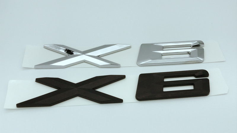 

1pcs ABS Chrome/Black X6 Letters Number Trunk Rear Emblem Decal Badge Sticker for BMW X6, Silver