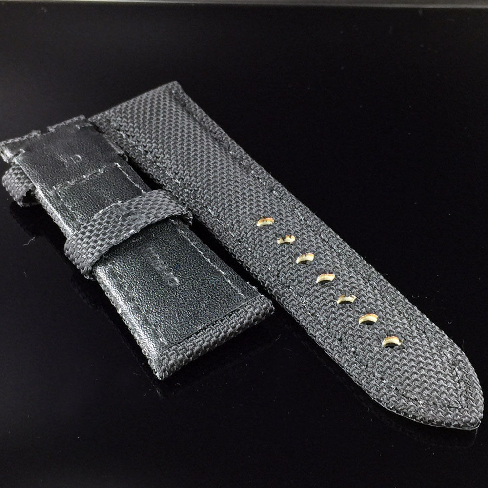 

24mm*22mm PAM Canvas Fashion Calf Quality Leather Watch Band 120/75mm Good Strap For Luxury Watch Usfoe, Slivery;brown