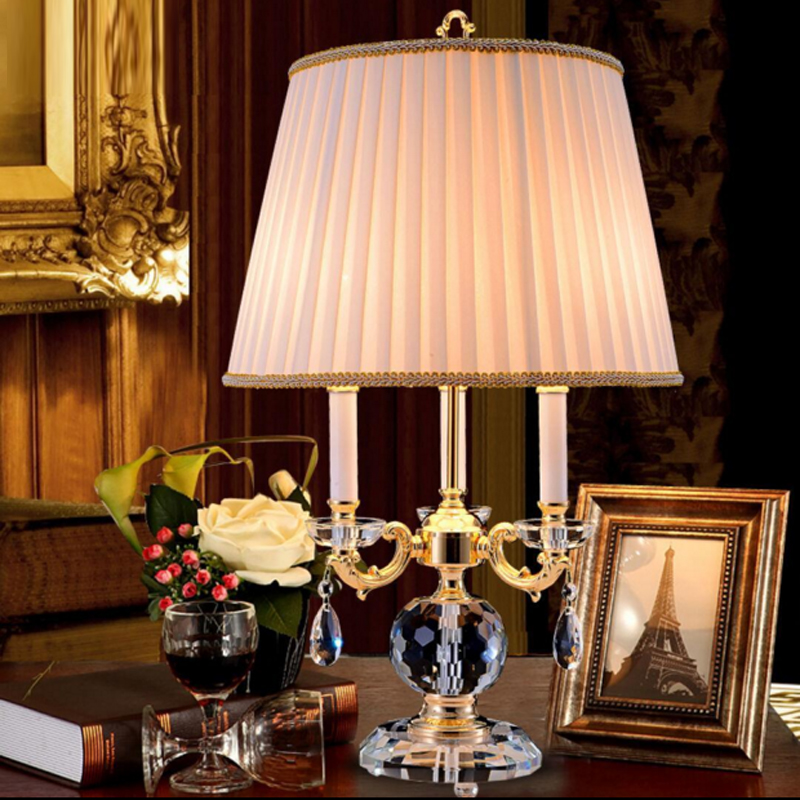 Bedroom bedside crystal table lamp European style study Nordic style luxury model room decorative lamps villa background sofa corner lights-image-400128398