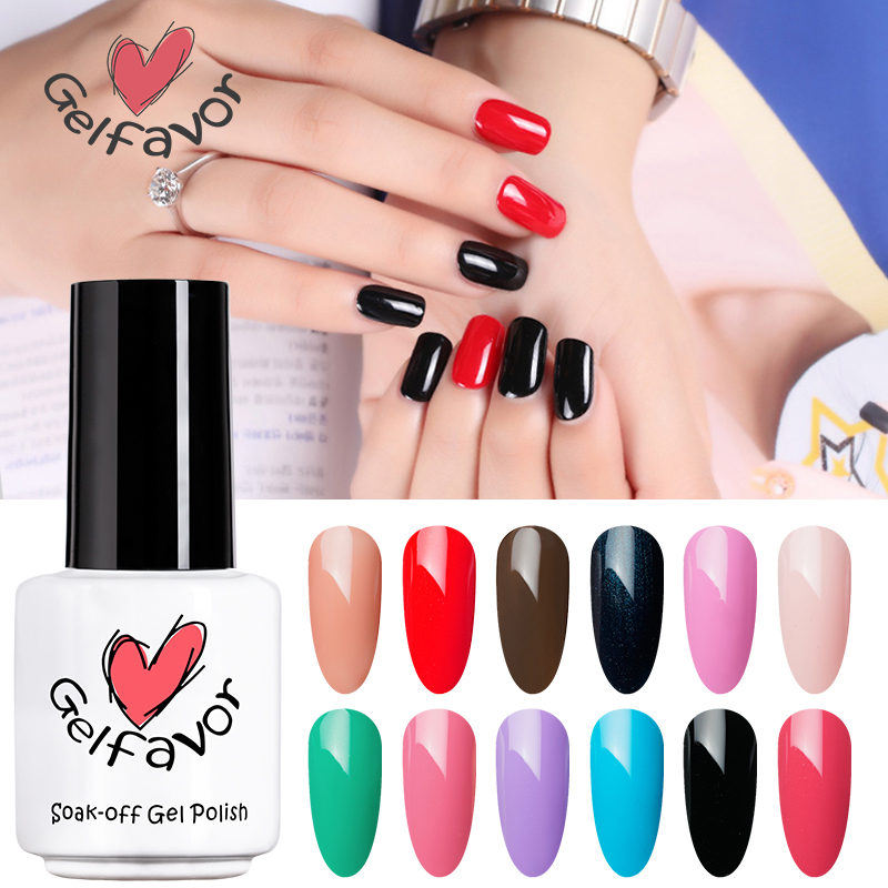 

Wholesale- Gelfavor 7ml Nail Polish 58 Pure Colors Polish Gel Lacquer Soak Off Nail Art Nail Gel polish, 05