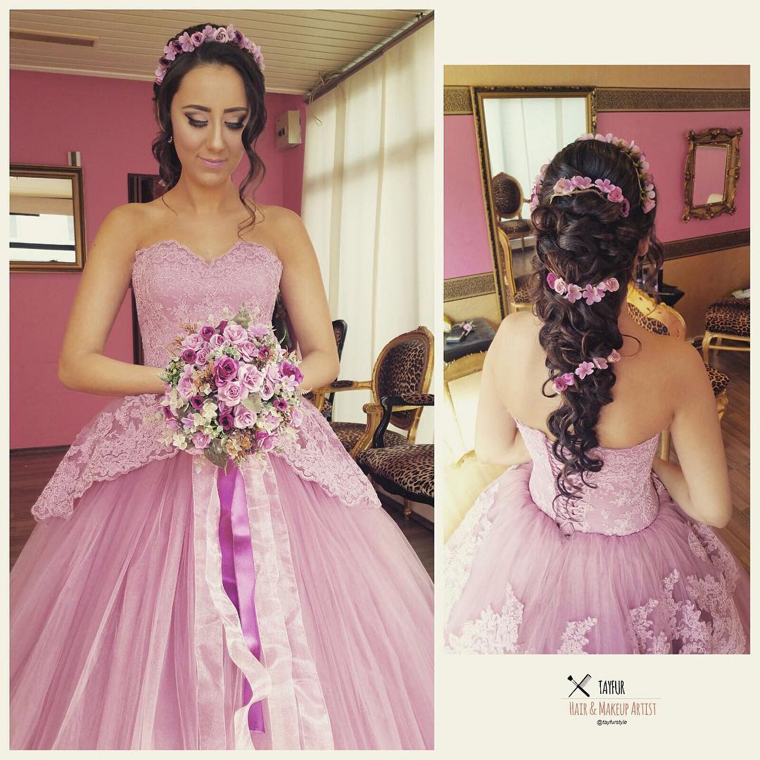 

Sweetheart Light Purple Wedding Dresses Ball Gown Princess Lace Wedding Gowns Sadui Arabia Peplum Bride Dresses vestido de noiva, Pink