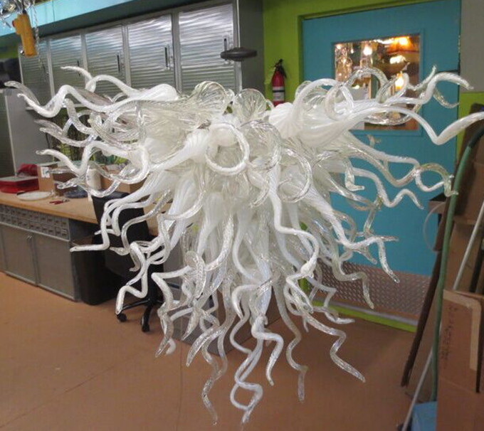 

Pendant Lamps Modern White and Clear Small Chandeliers Living Room Lights High Qualtity Handmade LED Blown Glass Art Chandelier