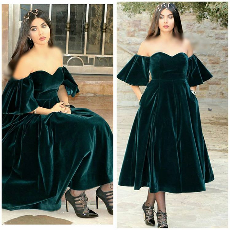 New Arrival Dark Green Prom Dresses 2017 Sweetheart Velvet Formal Dresses Short Sleeves Vestido de festa Kaftan Formal Evening Gowns