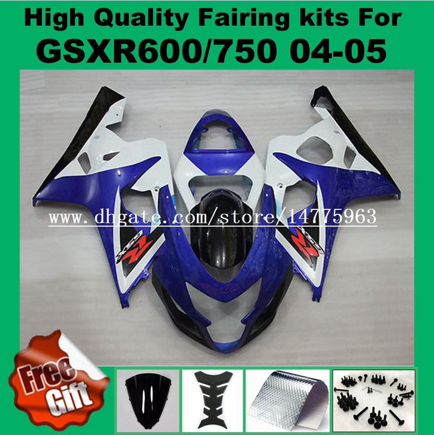 

Injection fairings for SUZUKI K4 K5 GSXR600 GSXR750 2004 2005 GSX-R600 GSX-R750 04 05 GSXR 600 750 Fairing kit blue white black #3P81 9Gifts, As picture show