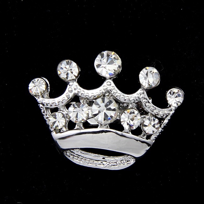 

Fashion Silver Tone Clear Crystal Crown Brooch Man Women Rhinestone Diamante Pins Wedding Jewelry Brooches Corsage Breastpin