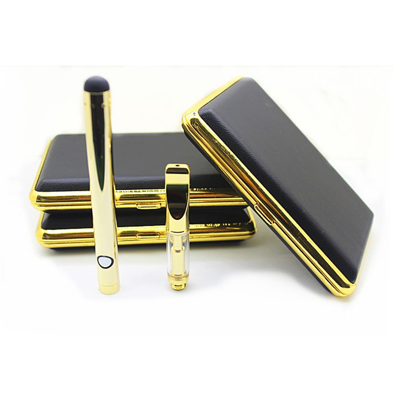 

Best quality wax oil vaporizer mini vape pen gold color bud touch battery classic empty cartridge for thick oil DHL free shipping
