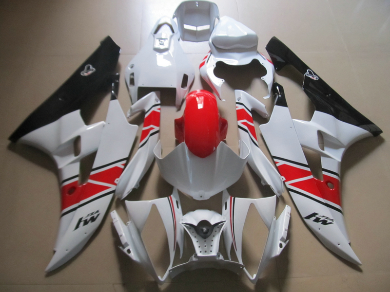 

Injection molded fit for Yamaha YZF R6 2006 2007 white red black fairings set YZFR6 06 07 OT21, Same as picture