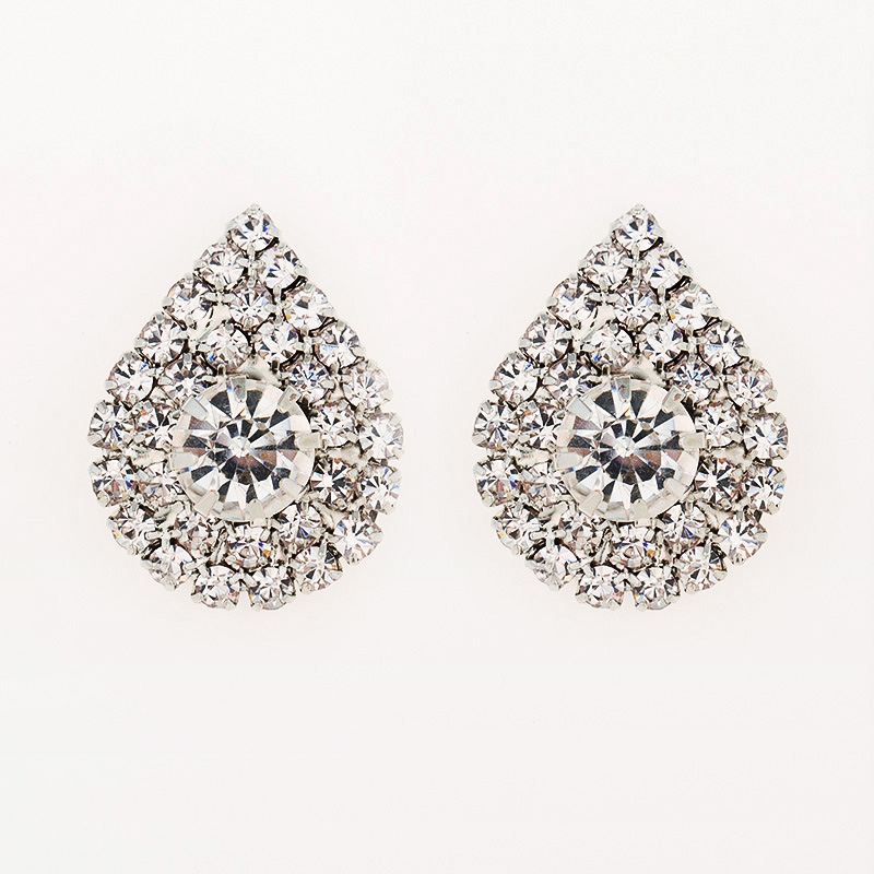 

2017 fashion jewelry studding wedding earrings for brides popular rhinestone dress baldpates natural stone women earings E016, Silver