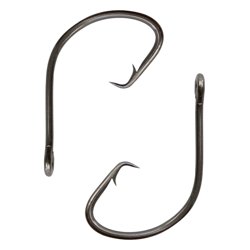

100pcs 7381 High Carbon Steel Black Offset Sport Circle Bait Fishing Hook Size 1 2 4 6