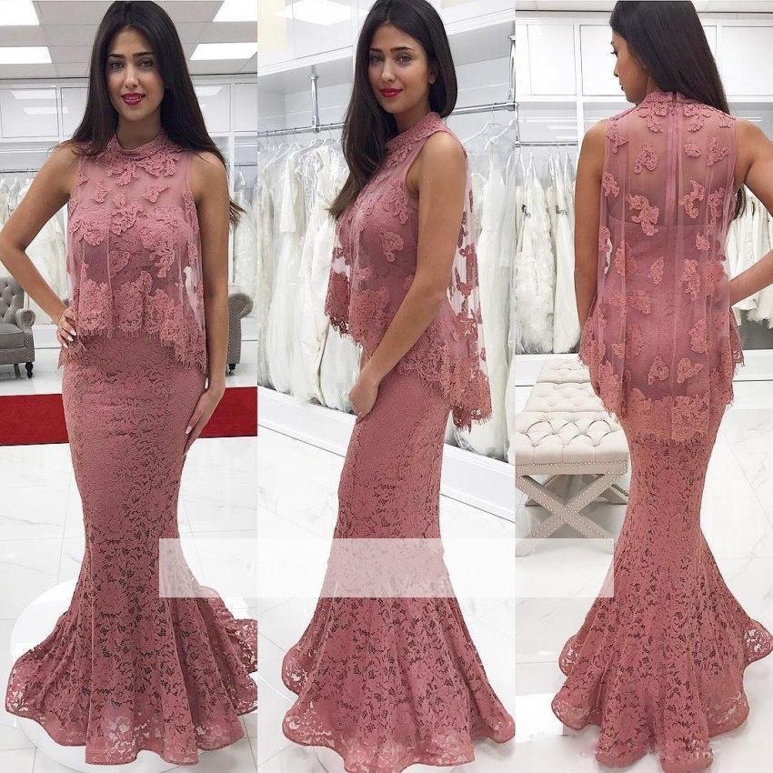 

Abaya Dubai Dusty Pink High Neck Full Lace Sleeveless Evening Dresses With Cape Elegant Prom Party Celebrity Gowns, Light sky blue
