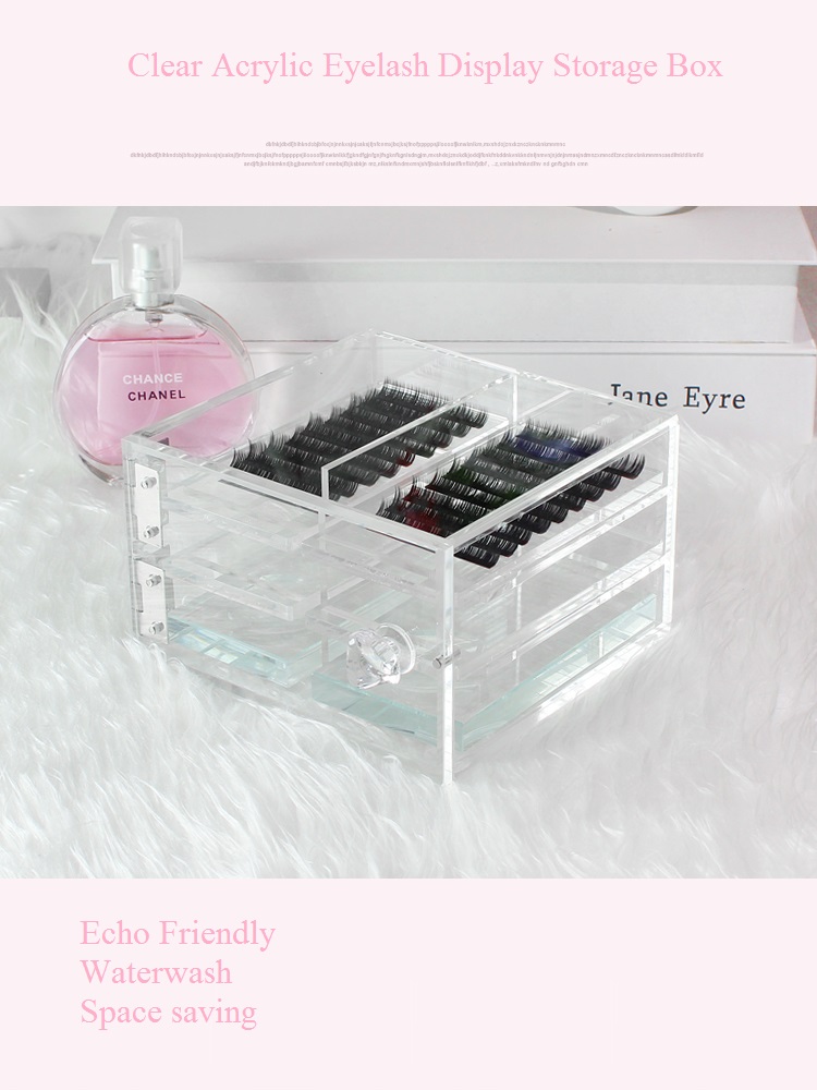 Crystal Clear Acrylic, Deluxe Deep Drawer eyelash storage. 6 Tiers eyelash display box Echo Friendly Space saving eyelash organizer-image-405449590