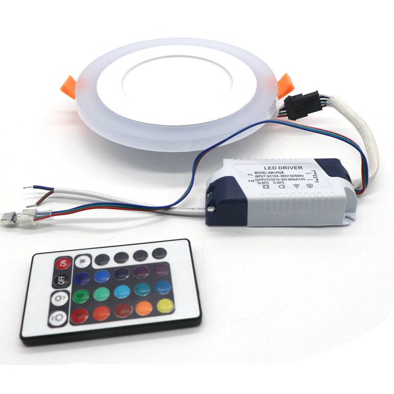 

Edison2011 1pcs 9W RGBW Round Led Dimmable Downlight Panel Light Ceiling Bulb Lamps with 24 Key Controller