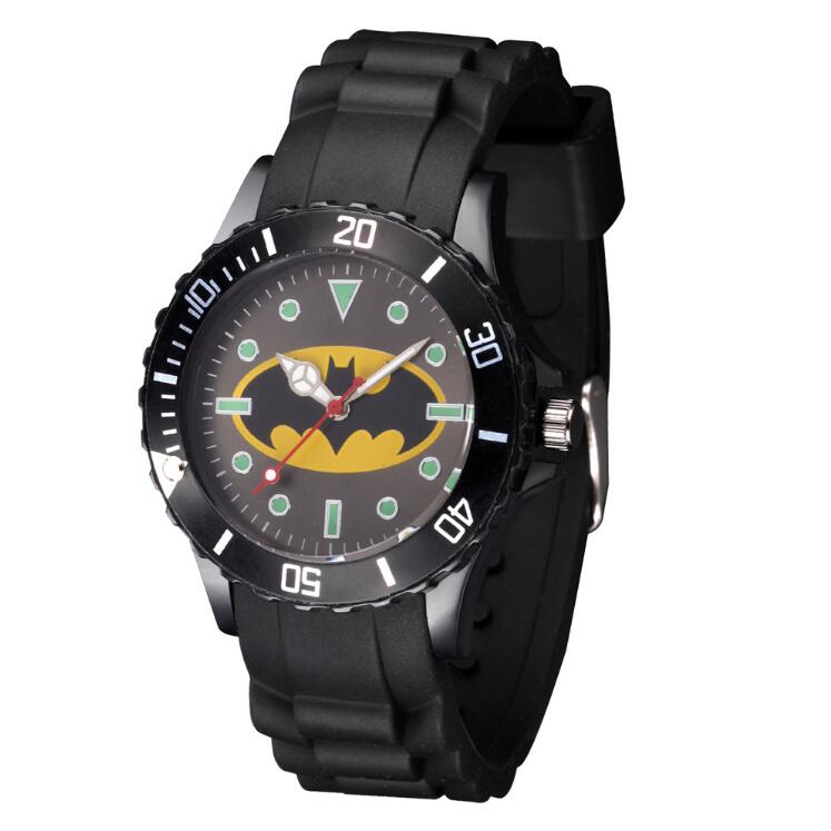 

Cartoon Boy girl children students Batman style Black Silicone strap quartz wrist watch 06
