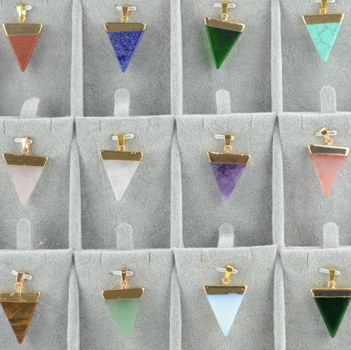 

Hot kite Nature Stone Pendant, Durzy Gold Plated Triangle Quadrihedron, 12 Colors, Cute gift , Free Shipping and hign quality, Silver