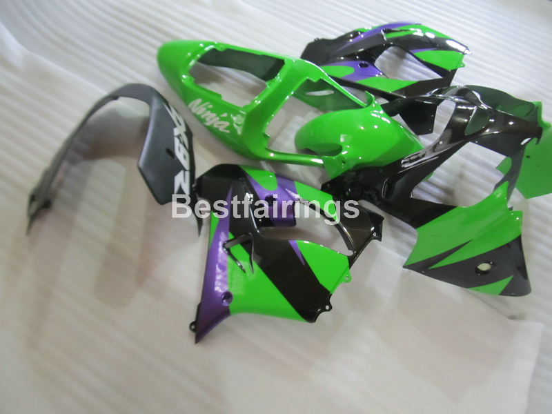 Kit de carénage de pièces de carrosserie de rechange pour Kawasaki Ninja ZX9R 02 03 ensemble de carénages argent flammes noires vertes ZX9R 2002