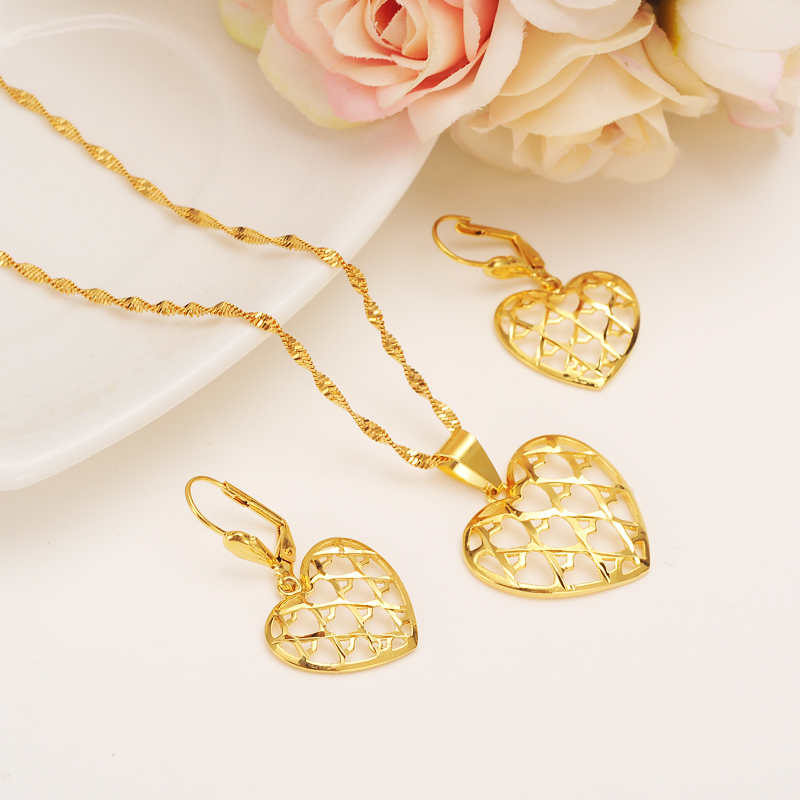 

Algeria Jewelry Set heart Pendant /Chain/Earring/Jewelry Gold Color women Eritrea Habesha Party African girl diy charms gift, Black
