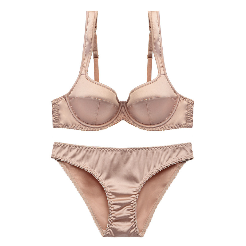 

Wholesale 2018 Padded Push Up Underwire Bras Sets High Quality Comfortable Bra Lingerie Sets With Side Support T Shirt Satin Bras Sets, Dark skin
