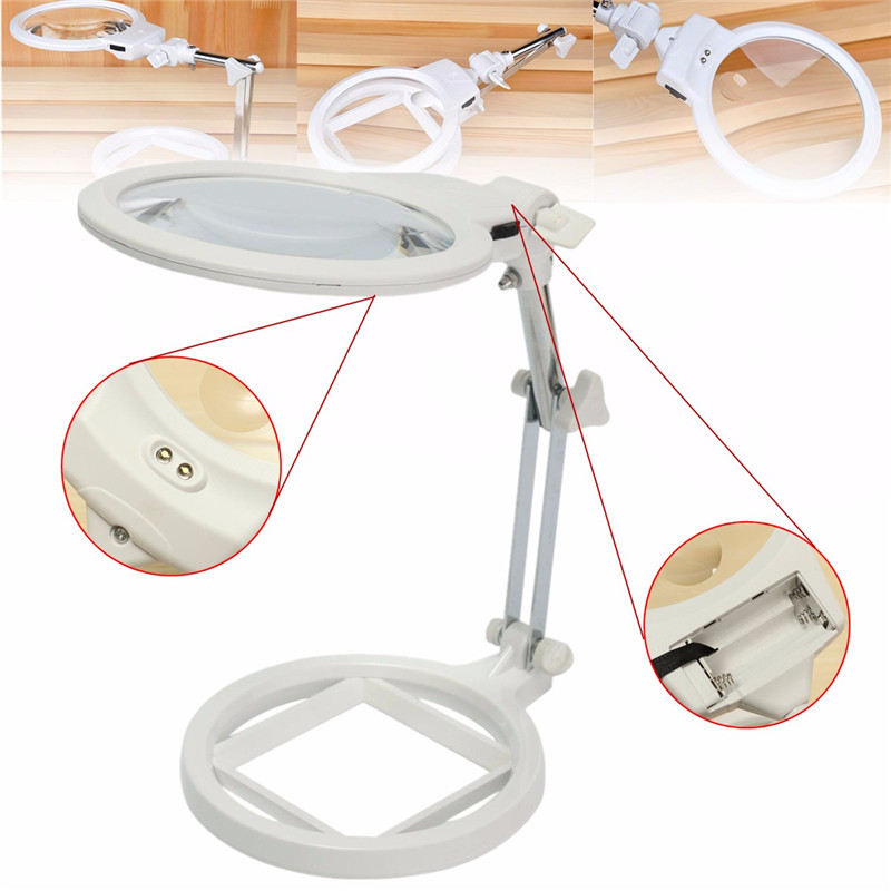 

Adjustable Price Light Watch With Glass 2-6X Magnifying Magnification Lowest Magnifier LED Desktop Repair Tool Xmxro, Slivery;brown