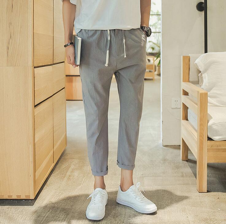 

Free ship Summer newest nine Men's Pants cotton and linen feet Harlan Slim trend linens casual PM001 Mens Pant, Color 3