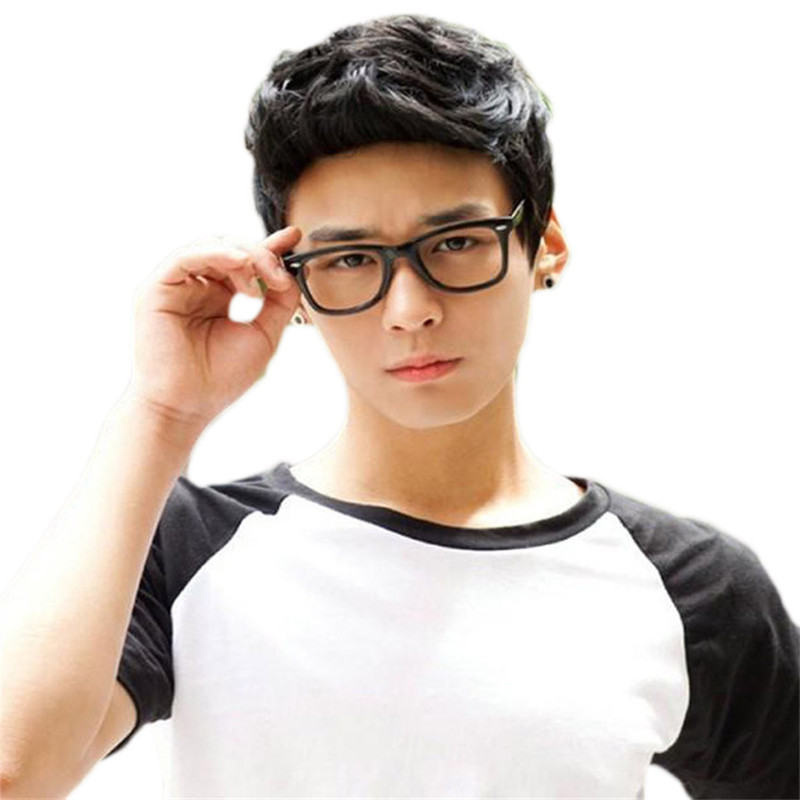

WoodFestival mens short layered wig handsome sunshine boys synthetic fiber men's hair wigs black dark brown light brown, Color