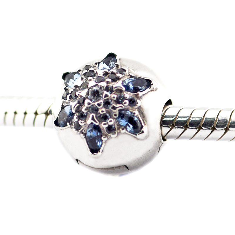 Crystalized Snowflake Multi-Colored Clear CZ Clip Beads Silver Beads Fits Pandora Bracelet For Woman Beads DIY Jewelry For Woman Wholeasle-image-393542358