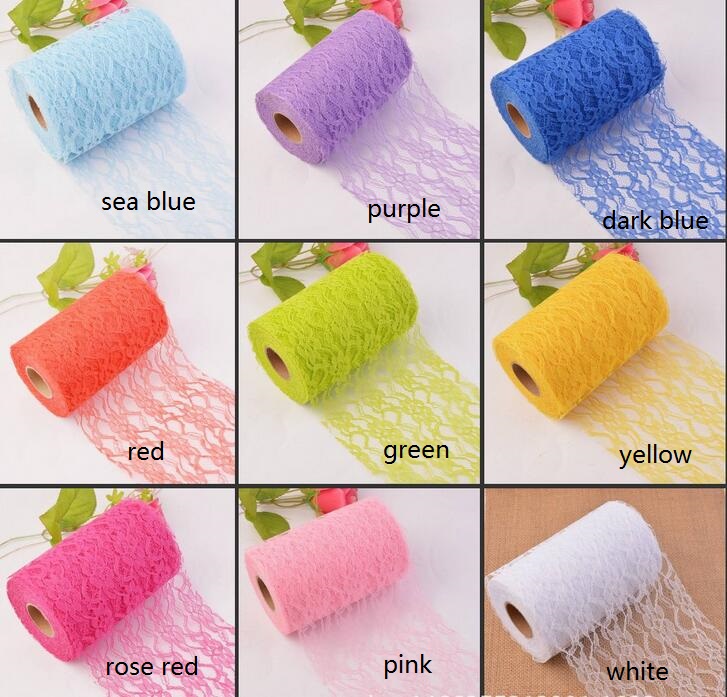 

Lace Roll Spool Lace Roll 6"x25YD Netting Fabric Tutu Skirt Chair Sash Bow Table Runner Lace Fabric Wedding Decorations WT050