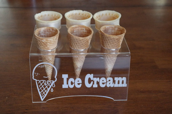 

Engraved acrylic 6 Cone Ice cream cone Holder also great for Snow Cones,Good exhibition for ice cream in shop or home