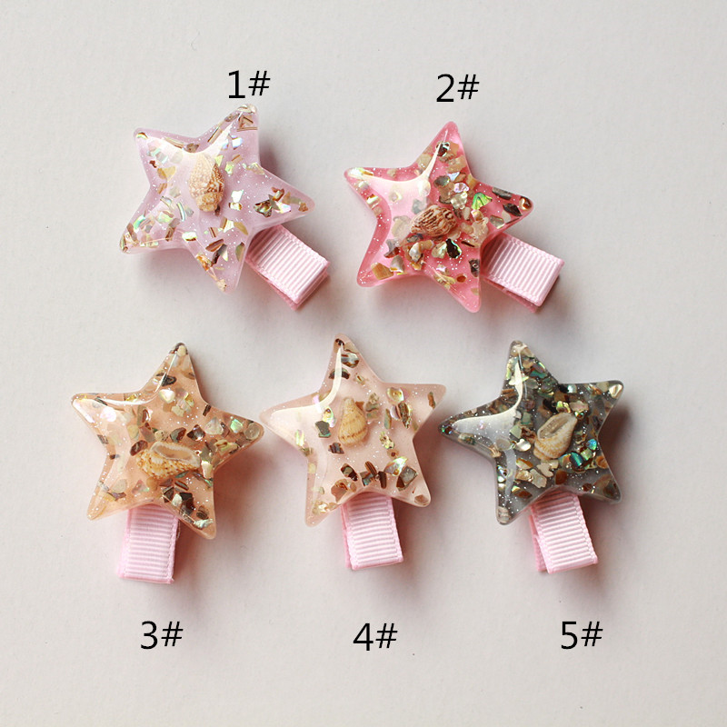 Style d'été étoile de mer pince à cheveux coréen brillant bébé filles cheveux accessoires rose étoile de mer épingles à cheveux étoiles princesse