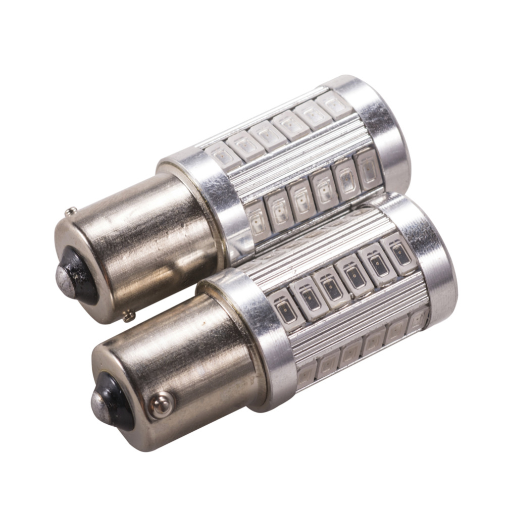 Baïonnette à Contact unique 1156 BA15S P21W 33 SMD 5630 5730, 2 pièces, clignotants Led pour voiture, feux arrière de frein, ampoules de recul au