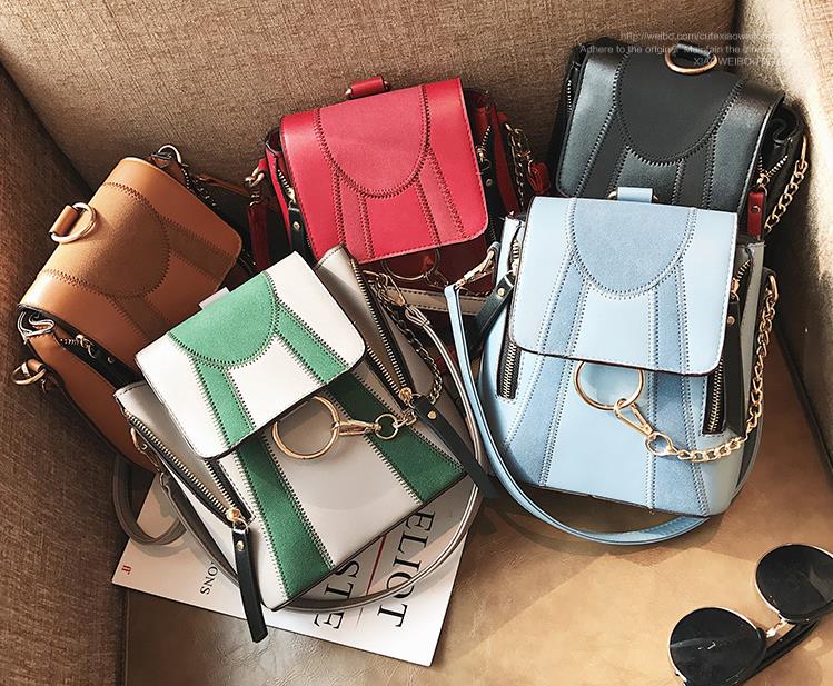

2017 New pattern Multipurpose Leisure fashion bag Backpacks Small PU Soft Backpack Cross Shoulder Bags, Red