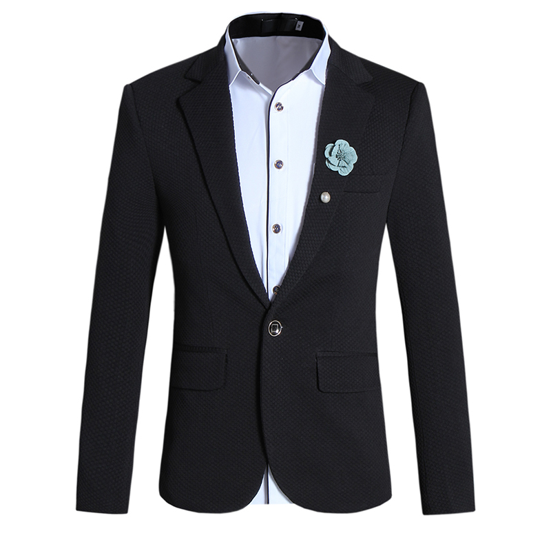 

White Blazer For Men One Button Closure Slim Fit Men Blazers Plus Size Casual Blazer Jacket Masculino Blazer Men, Black