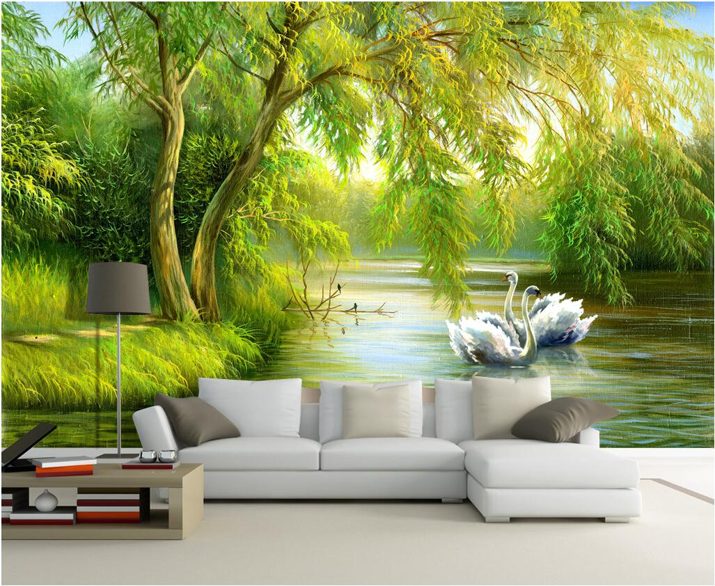 

3d room wallpaper custom photo mural on the wall Swan lake forest home decor background living room 3d wall murals wallpaper for walls 3 d, Non-woven