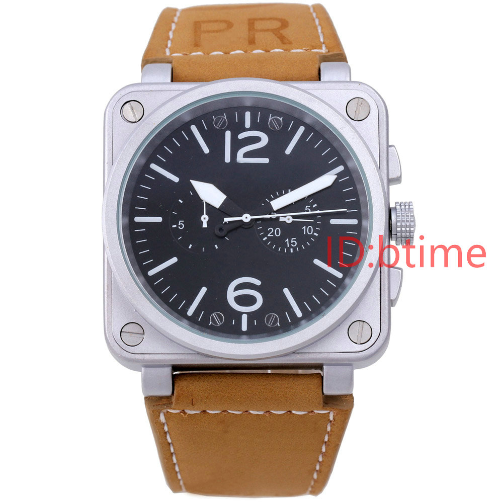 

2020 New Mens Stainless Steel Automatic Movement Mechanical Wacthes Self Wind White dial Brown Leather Silver Case Bell dive 46mm Big Watch